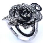 Bague Steampunk Victorienne Rose Noire Mourning