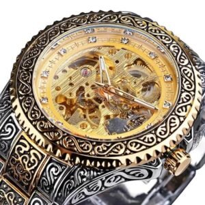 belle montre style steampunk avec engrenages apparents dore 170 1