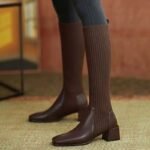 bottes chaussettes marron style retro confortables pour femmes 897 1