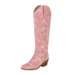 bottes daim western confort durable resistant a lusure rose 34 142 1