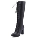 Bottes Steampunk Rétro Noires Élégantes Femme