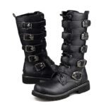 bottes steampunk biker vintage en simili caoutchouc souple roas300 331 1