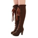 Bottes Steampunk Femme Daim Marron Noir