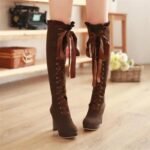 Bottes Steampunk Femme Daim Marron Noir