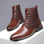Bottines Steampunk Lacets Homme Marron