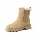 bottines chelsea beige daim femme