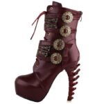 bottines gothique steampunk pour femme rouge 34 bottes 745 1