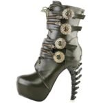 bottines gothique steampunk pour femme vert militaire 34 bottes 365 1
