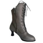 Bottines Steampunk Grises Lacets Rétro