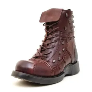bottines moto homme marron