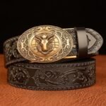 ceinture boucle cowboy style western tendance noir doree 95cm 764 1