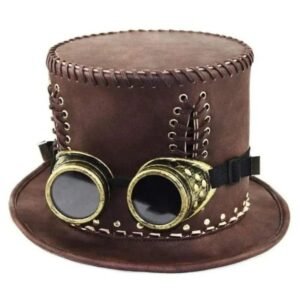 chapeau steampunk avec lunettes bronze pour homme femme 54 56 cm 860 1