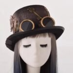 chapeau steampunk haut de forme engrenages avec lunettes incluses 977 1
