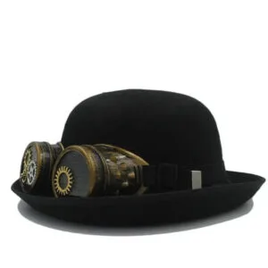 Chapeau Steampunk Melon avec Lunettes Unisexes - ROAS300%