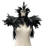 Épaulettes Steampunk Plumes Noires Dentelle