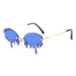 lunettes de soleil forme larme steampunk or avec verres bleus roas200 703 1