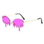lunettes de soleil forme larme steampunk or avec verres mauves 441 1