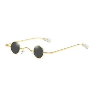 lunettes de soleil petites rondes tendance dore avec verres noires 685 1