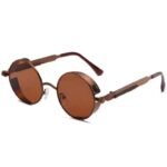 lunettes de soleil rondes look retro futuriste marron roas200 486 1