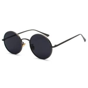 lunettes de soleil rondes style vintage noir avec verres noirs 863 1