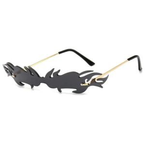 lunettes de soleil steampunk feu unisexes or avec verres noirs 847 1