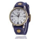montre bracelet steampunk femme vintage avec rivets dores bleu 914 1