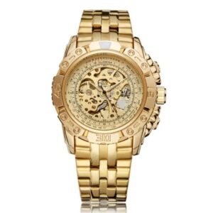 montre squelette style steampunk design singulier or avec boite 285 1