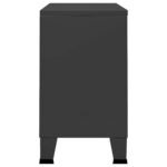 Buffet industriel métal anthracite – Portes vitrées façon casier d’atelier, 105 cm