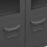 Buffet industriel métal anthracite – Portes vitrées façon casier d’atelier, 105 cm