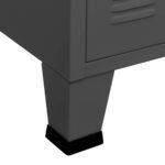 Buffet industriel métal anthracite – Portes vitrées façon casier d’atelier, 105 cm